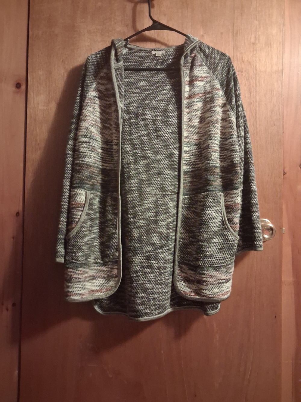 Roots Hooded Open-Front Cardigan - Green Multi-Tone